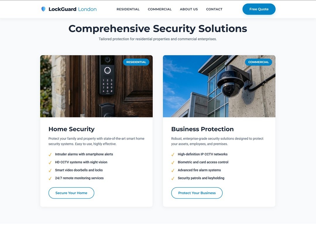LockGuard London residential and commercial security services with feature checklists