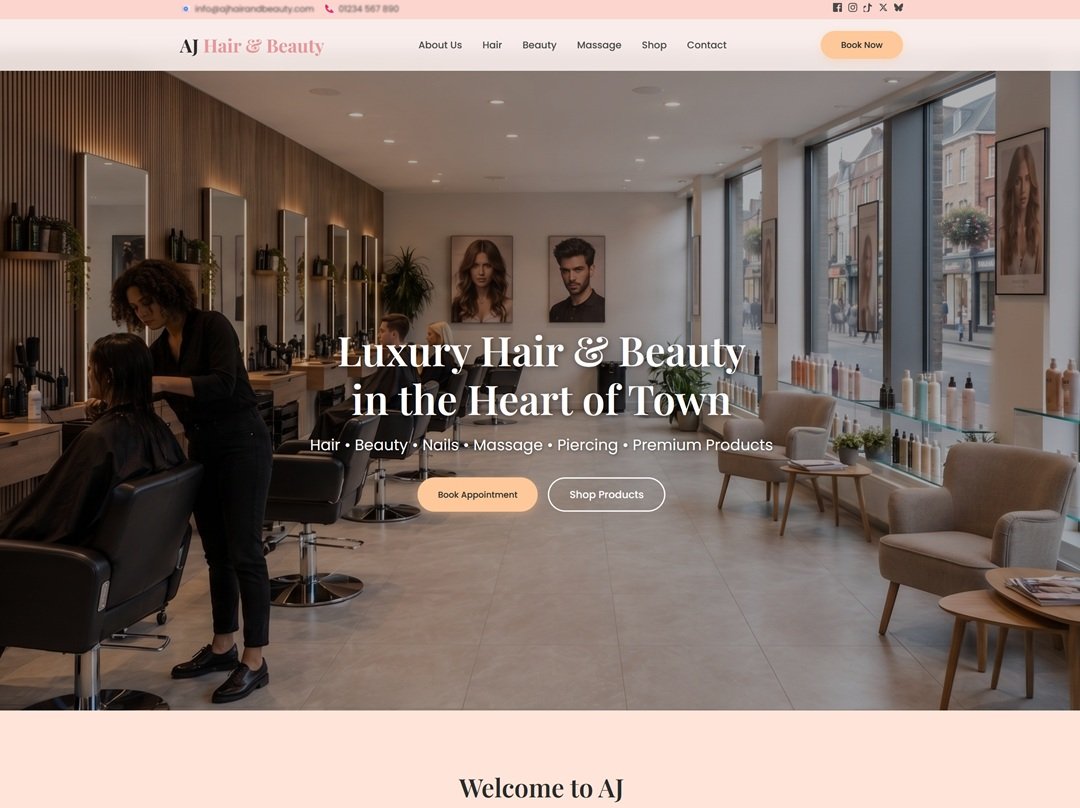 AJ Hair & Beauty Salon — Salon & Beauty Turnkey Site with CRM dashboard by Kentmedia